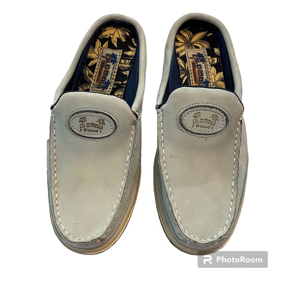 Old Maui brand blue leather slip on mules SZ 6.5 M - Picture 2 of 16